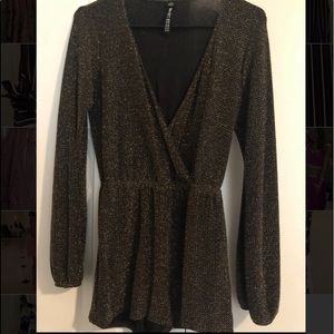 Shiny gold/black Long sleeve romper